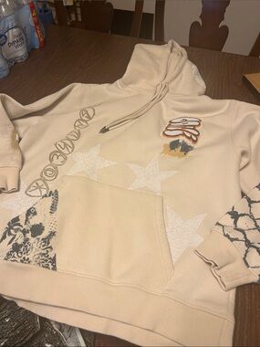 Smokerise Beige Graphic Star Hoodie